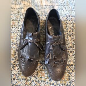 Born Brown Leather Loafers with Tassels - Size 8